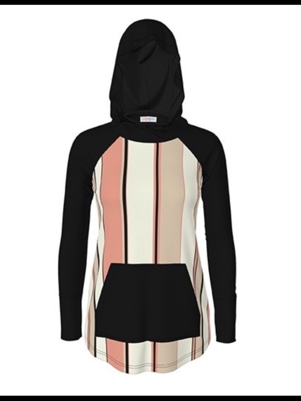 LuLaRoe Amber Hoodie in Black, Peachy Orange and White Stripes
